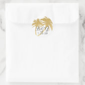 Gouden palmboom Tropisch strand Monogram Favor Lab Ronde Sticker (Tas)