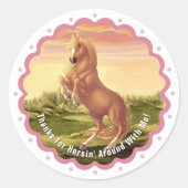 Gouden Palomino Paard Meisje Verjaardag Ronde Sticker (Voorkant)