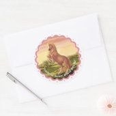 Gouden Palomino Paard Meisje Verjaardag Ronde Sticker (Envelop)