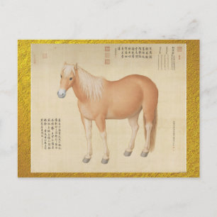 Gouden Palomino Paard - Vintage Chinese Kunst Briefkaart