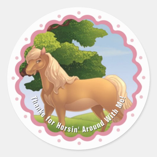 Gouden Palomino pony Ronde Sticker (Voorkant)