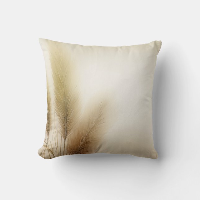 Gouden Pampagras Boheemse Boho Kussen (Voorkant)
