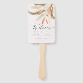 Gouden Pampasgras Bruiloft Welkom C100 Handwaaier (Voorkant)