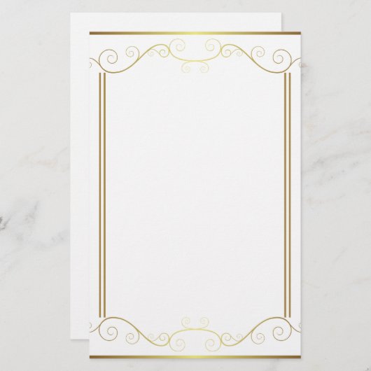 Gouden paneelbriefpapier briefpapier (Voorkant / Achterkant)