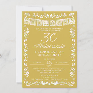 Gouden Papel Picado 30ste verjaardag Kaart