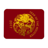 Gouden Papier-gesneden Chinese Rooster Jaar magnee Magneet (Horizontaal)