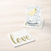 Gouden papieren onderzetters, liefde, glitter lett kartonnen onderzetters (Insitu)