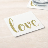 Gouden papieren onderzetters, liefde, glitter lett kartonnen onderzetters (Schuin)