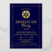 Gouden paramedische EMT-klasse van 2025 blauw afst Folie Uitnodiging (Voorkant)