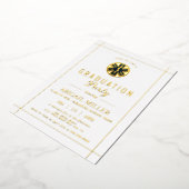 Gouden paramedische EMT-klasse van 2025 wit afstud Folie Uitnodiging (Gedraaid)