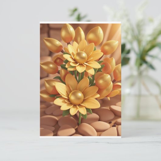 Gouden Parel Bloem Kaart (Staand voorkant)