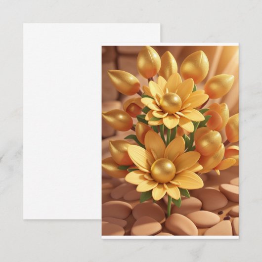 Gouden Parel Bloem Kaart (Voorkant / Achterkant)