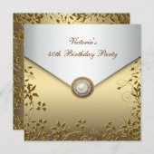 Gouden Parel Bloemen Vrouwen 40ste Verjaardag Part Kaart (Voorkant / Achterkant)