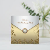 Gouden Parel Bloemen Vrouwen 40ste Verjaardag Part Kaart (Staand voorkant)