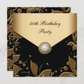 Gouden Parel Bloemen Vrouwen 50ste Verjaardag Part Kaart (Voorkant / Achterkant)