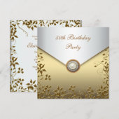 Gouden Parel Bloemen Vrouwen 50ste Verjaardag Part Kaart (Voorkant / Achterkant)