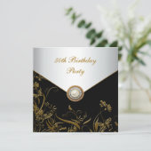 Gouden Parel Bloemen Vrouwen 50ste Verjaardag Part Kaart (Staand voorkant)