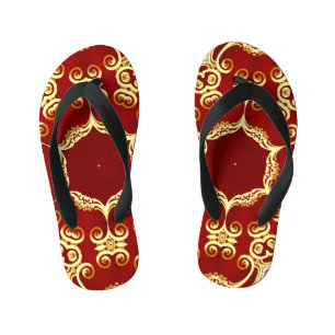 Gouden parel: decoratieve lijsten illustratie. kinder teenslippers