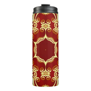 Gouden parel: decoratieve lijsten illustratie. thermosbeker