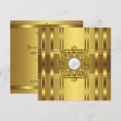 Gouden Parel Feestelijke Party Kaart (Voorkant / Achterkant)