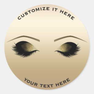 Gouden Parel Glans Make-up Wimpers Glamour Ronde Sticker
