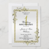 Gouden Parel, Glitter & Platina 1e Huwelijk Kaart (Voorkant)