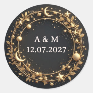 Gouden Parel Krans Bedankje Bericht Ronde Sticker