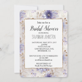 gouden parel paarse bloemen Vrijgezellenfeest Kaart