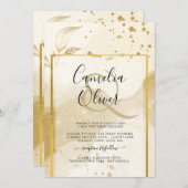 Gouden Parel TROUWEN Alcohol INKT Abstract LeahG Kaart (Voorkant / Achterkant)