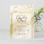 Gouden Parel TROUWEN Alcohol INKT Abstract LeahG Kaart (Staand voorkant)