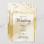 Gouden Parel TROUWEN Alcohol INKT Abstract LeahG Kaart (Voorkant / Achterkant)