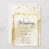 Gouden Parel TROUWEN Alcohol INKT Abstract LeahG Kaart (Voorkant)