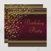 Gouden Parel Wervelende Vrouwen Rood Wijn Verjaard Kaart (Voorkant / Achterkant)