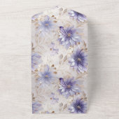 gouden parel wit paarse bloemen all in one uitnodiging (Buitenkant)