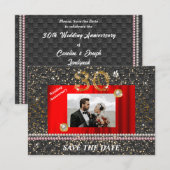 Gouden Parels 30e bruiloft Jubileum Zwart Geweven Kaart (Voorkant / Achterkant)