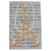 Gouden Parels Eiffeltoren Midden Geschenktas Medium Cadeauzakje (Voorkant)