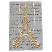 Gouden Parels Eiffeltoren Midden Geschenktas Medium Cadeauzakje (Achterkant)