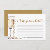 Gouden Parels en Prosecco Bericht In Een Flessensp Kaart (Voorkant / Achterkant)