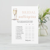 Gouden Parels en Prosecco Bridal Categorieën Spel Kaart (Staand voorkant)