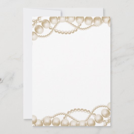 Gouden Parels en Prosecco Bridal Douche Uitnodigin Kaart (Achterkant)