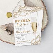Gouden Parels en Prosecco Bridal Douche Uitnodigin Kaart