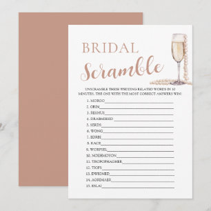 Gouden Parels en Prosecco Bridal Word Scramble Gam Kaart