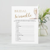 Gouden Parels en Prosecco Bridal Word Scramble Gam Kaart (Staand voorkant)