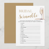 Gouden Parels en Prosecco Bridal Word Scramble Gam Kaart (Voorkant / Achterkant)