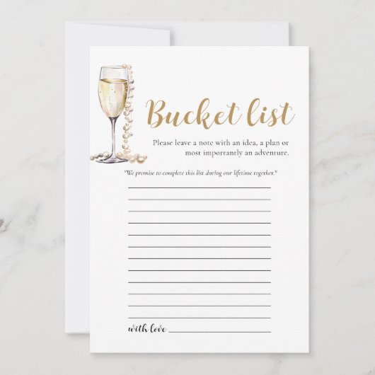 Gouden Parels en Prosecco Bruiloft Bucket List Gam Kaart (Voorkant)