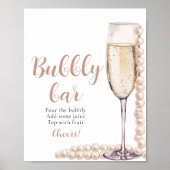 Gouden Parels en Prosecco Champagne Bubble Bar Sig Poster (Voorkant)