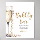 Gouden Parels en Prosecco Champagne Bubble Bar Sig Poster (Voorkant)