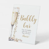 Gouden Parels en Prosecco Champagne Bubble Bar Sig Reclamebord Met Voetstuk (Voorkant)