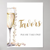 Gouden Parels en Prosecco Champagne Favors teken Poster (Voorkant)