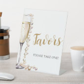 Gouden Parels en Prosecco Champagne Favors teken Reclamebord Met Voetstuk (Insitu)